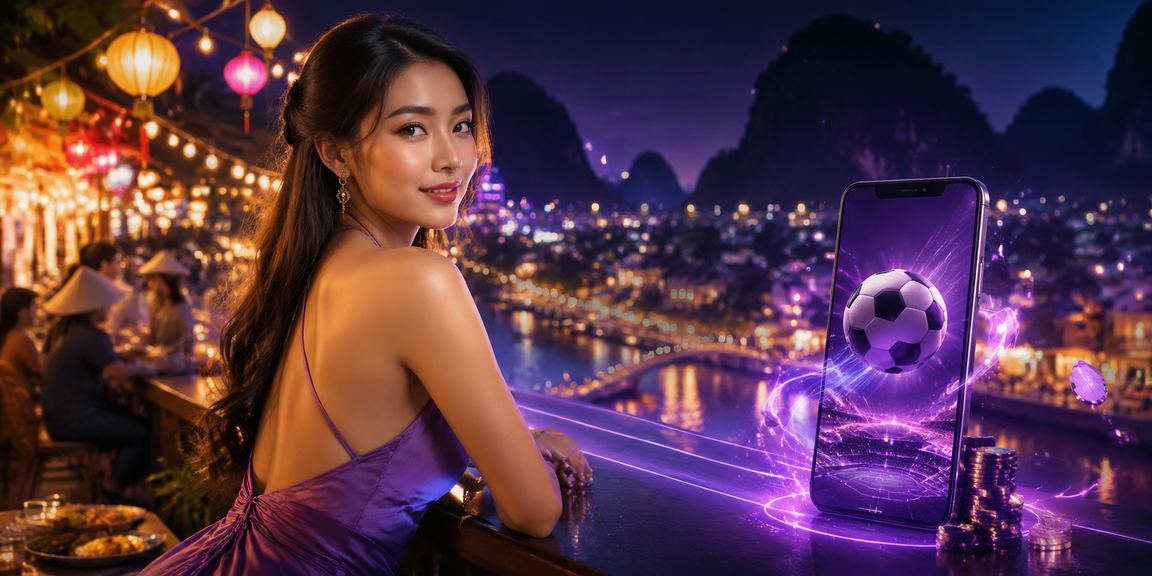 Người xem bóng đá tại chợ đêm Ninh Bình, vừa theo dõi trận đấu vừa kiểm tra kèo trên điện thoại